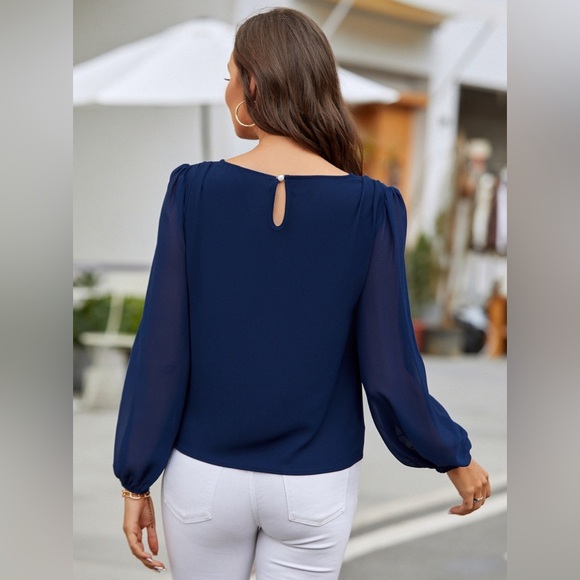 Classic Charm Long Balloon Sleeve Blouses - Picture 3 of 4